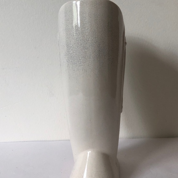 Vintage Fredericksburg Art Pottery Retro Cream Tulip Edge Vase Planter 8"x 5" - Picture 6 of 8
